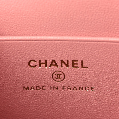 Chanel Lambskin Quilted Metal Enamel Flower Mini Top Handle Vanity Case With Chain Light Pink 6 of 11