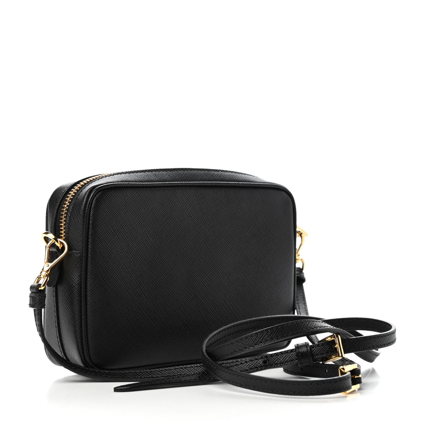 Saffiano Lux Small Camera Crossbody Bag Black