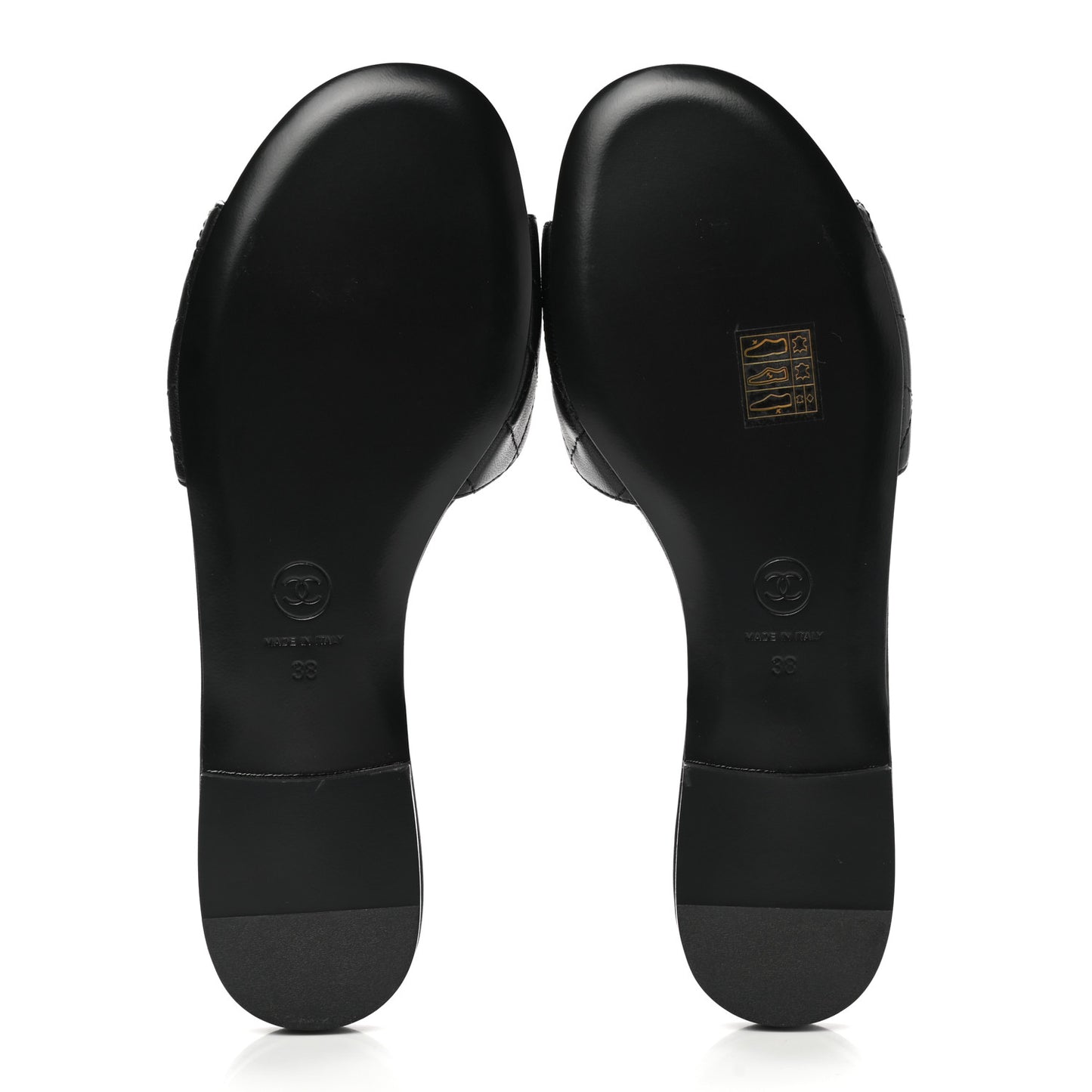 Lambskin Quilted CC Turnlock Sandals 38 Black