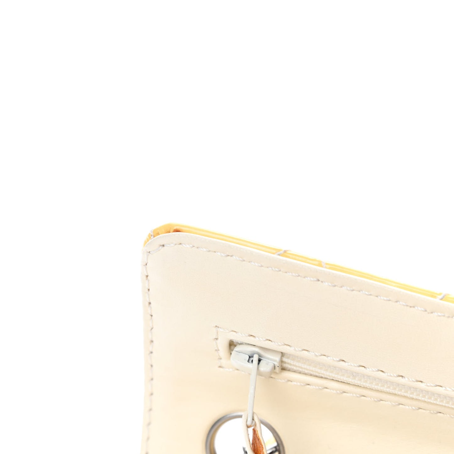 Patent Quilted Medium Double Flap Ivory