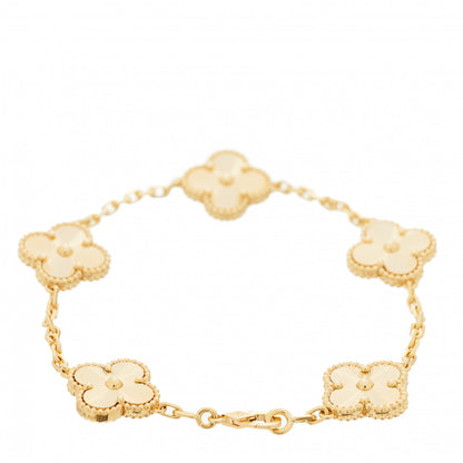 Van Cleef & Arpels 18K Yellow Gold 5 Motifs Guilloche Vintage Alhambra Bracelet 2 of 6