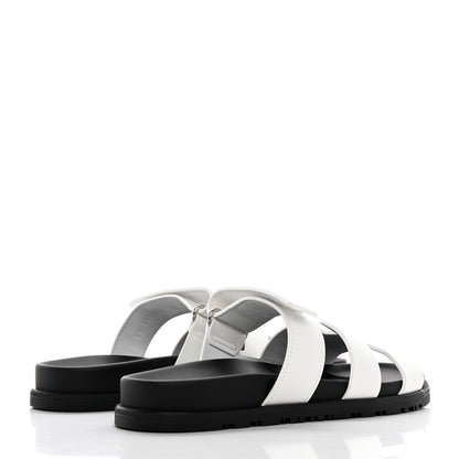 Hermes Calfskin Womens Chypre Sandals 37 White 4 of 9