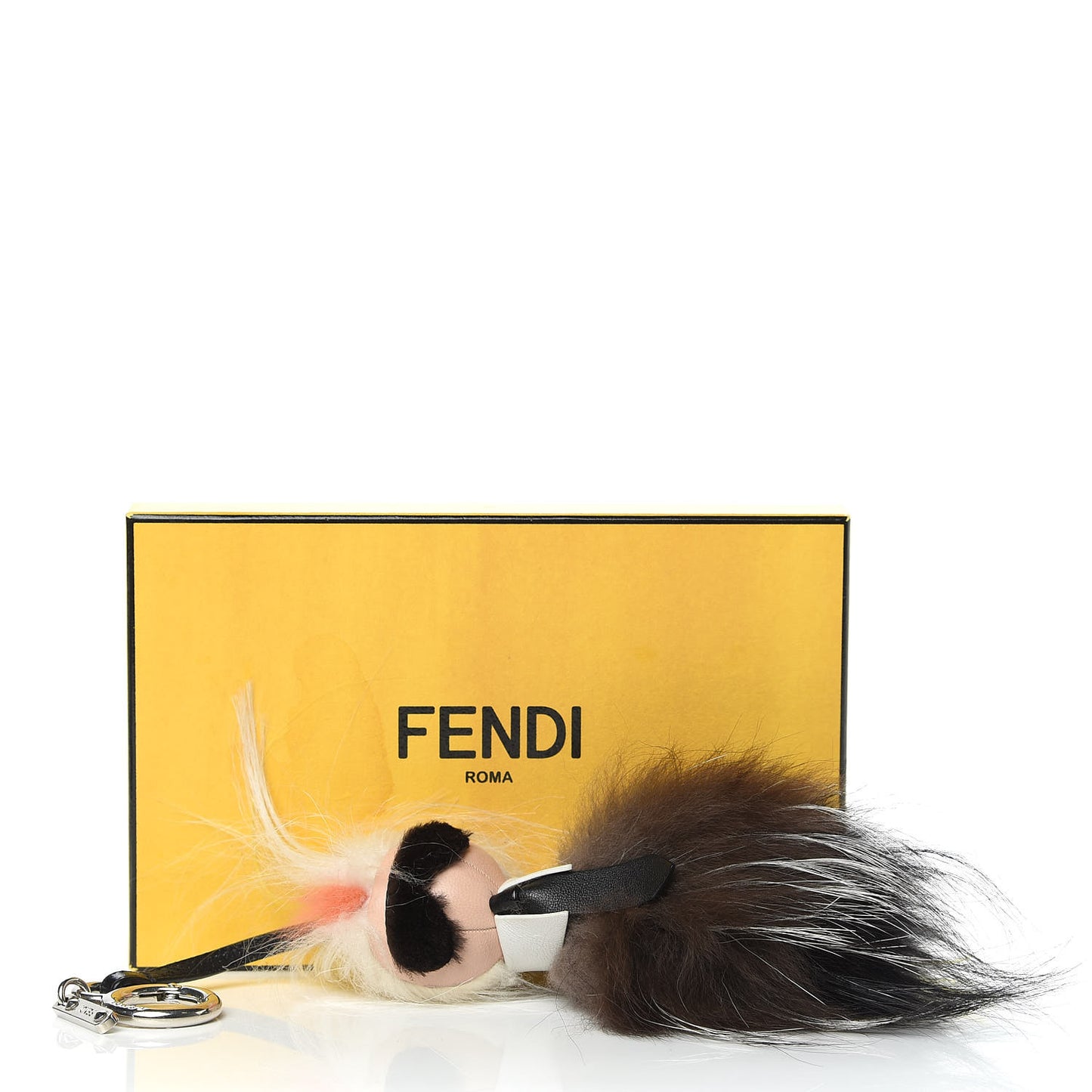 Fox Mink Goat Fur Mini Karlito Bag Charm White Black Flamingo