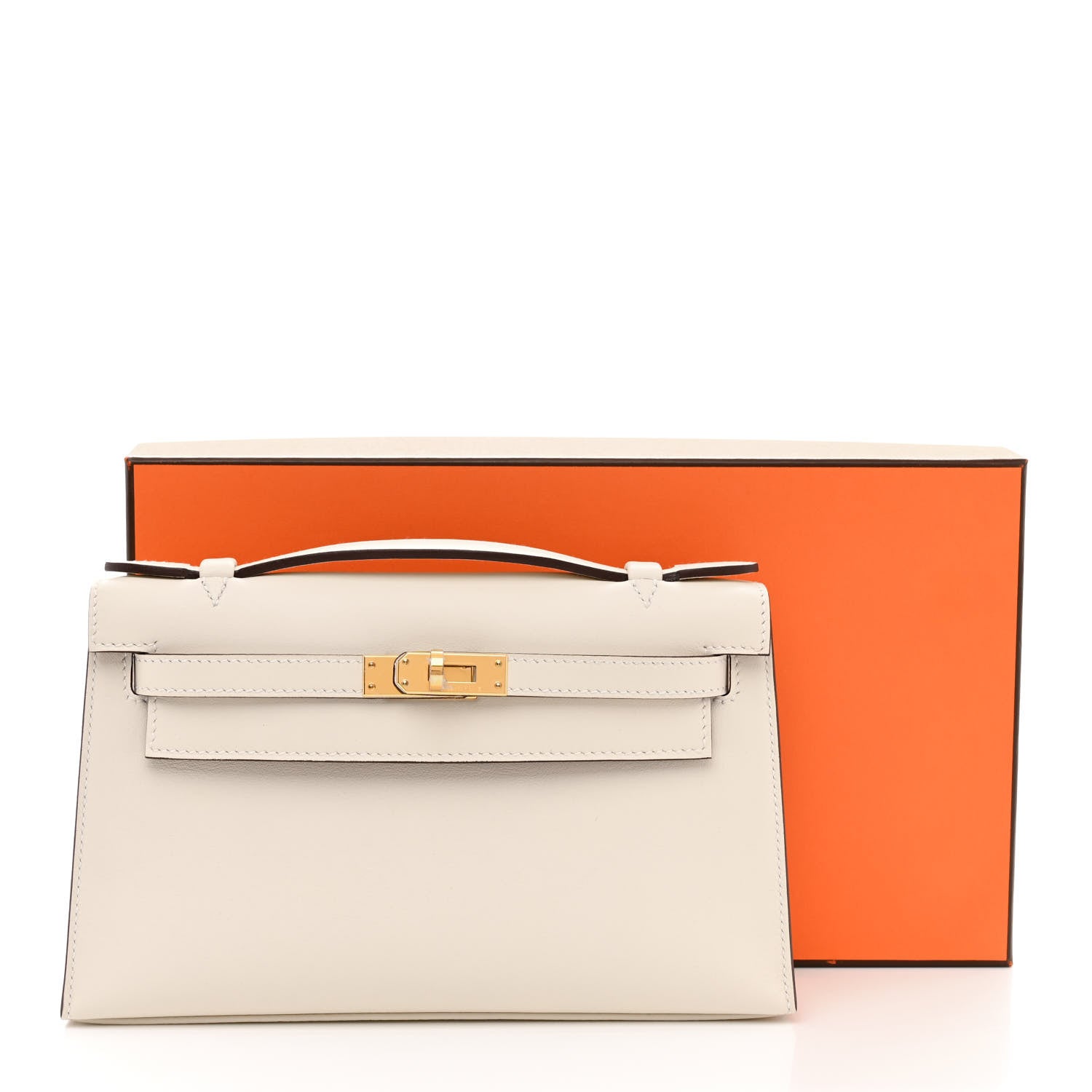 Hermes Swift Horseshoe Kelly Pochette Clutch Nata Gold 19 of 32
