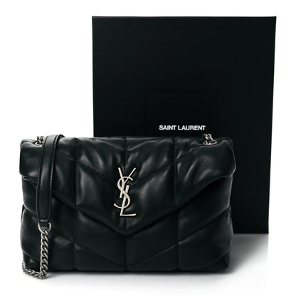 Saint Laurent Lambskin Quilted Toy Loulou Puffer Monogram Chain Satchel Deep Green 11 of 11