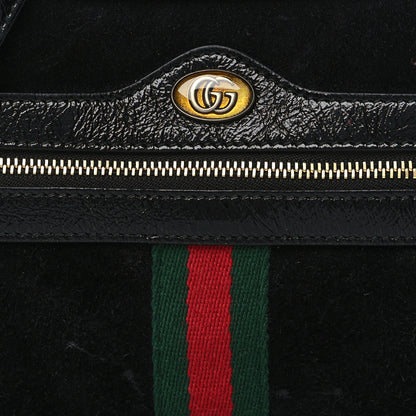 Gucci Suede Patent Web Mini Ophidia Shoulder Bag Black 8 of 11