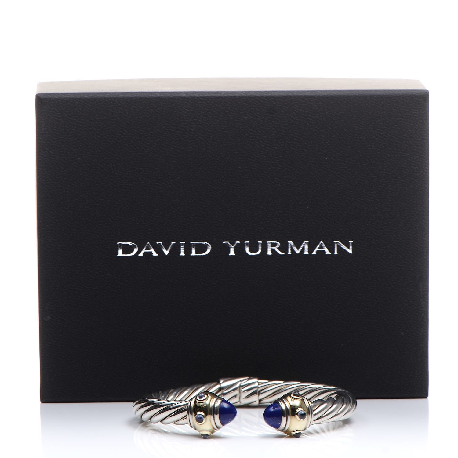 David Yurman Sterling Silver 14K Yellow Gold Lapis Amethyst 8mm Cable Classics Bracelet 6 of 6