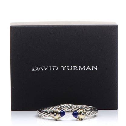David Yurman Sterling Silver 14K Yellow Gold Lapis Amethyst 8mm Cable Classics Bracelet 6 of 6