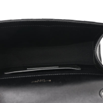 Saint Laurent Grain De Poudre Textured Mixed Matelasse Triquilt Small Monogram Monochrome Satchel Black 5 of 9