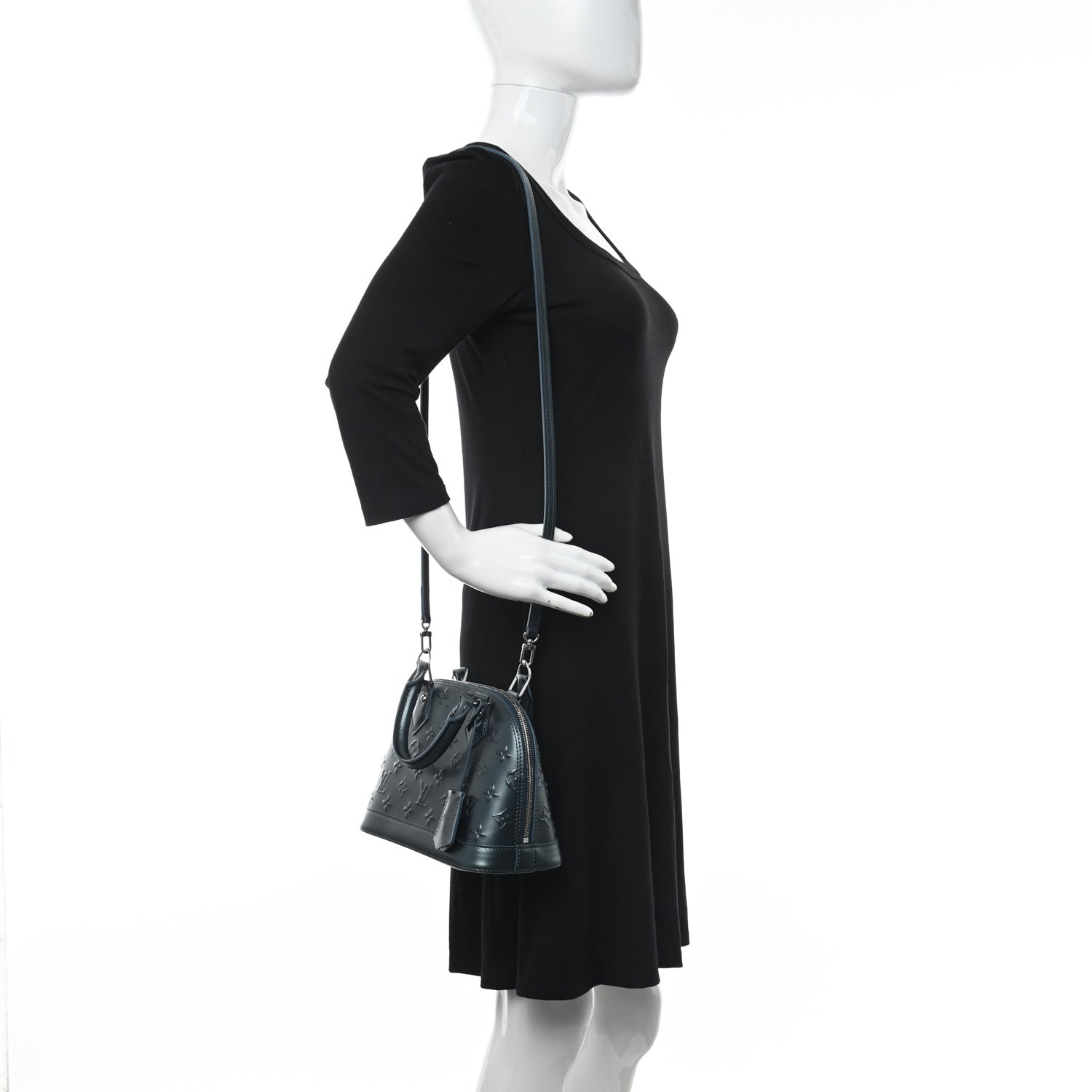 Louis Vuitton Calfskin Alma BB H27 Steel Blue 3 of 9