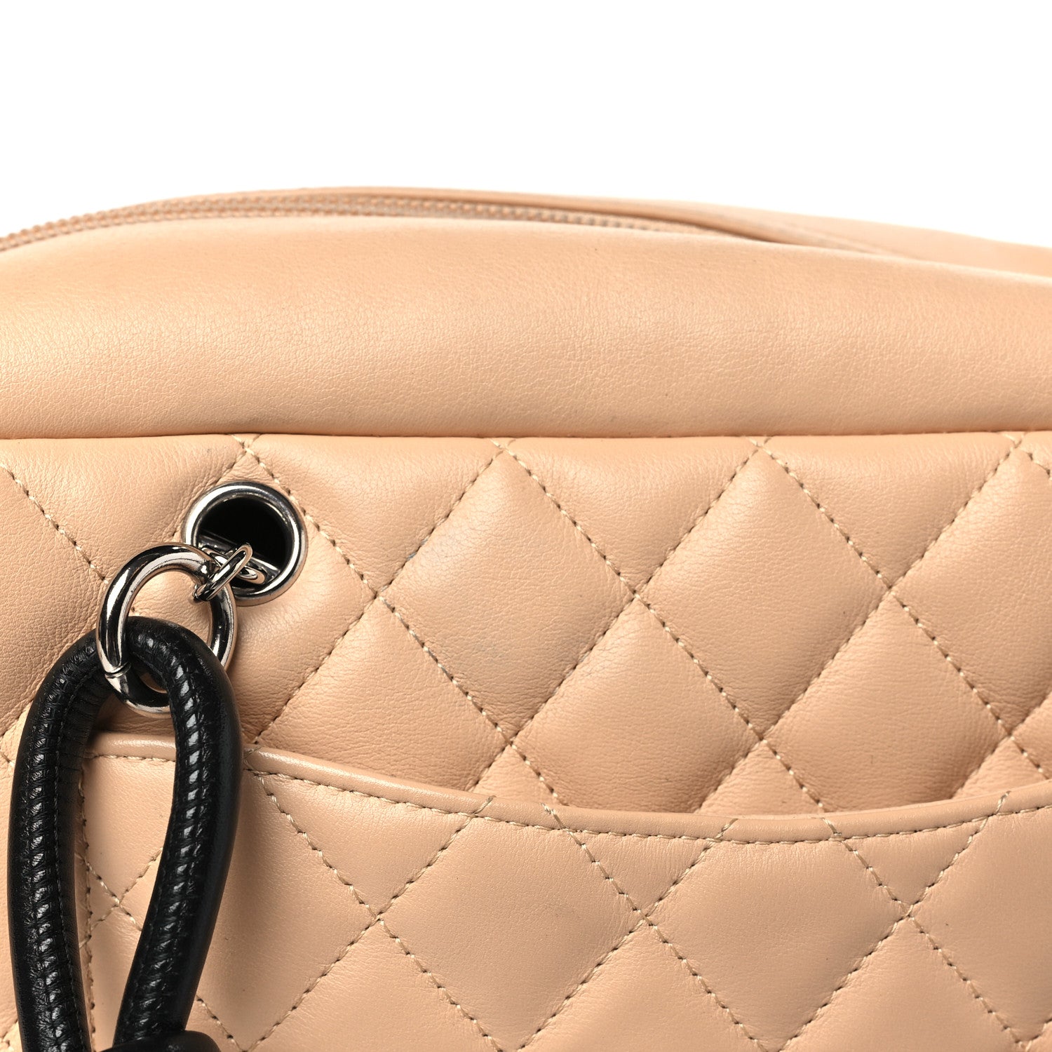 Chanel Calfskin Quilted Large Cambon Bowler Beige Black 10 of 10