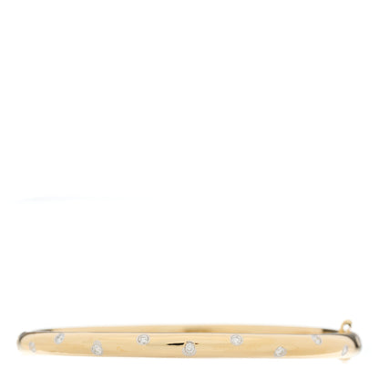 Tiffany 18K Yellow Gold Platinum Diamond 4.5mm Etoile Bangle Bracelet 1 of 4