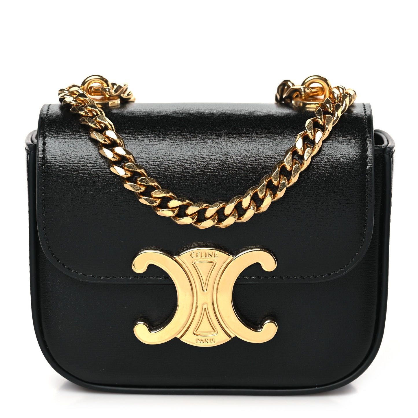 Shiny Calfskin Mini Chain Claude Black