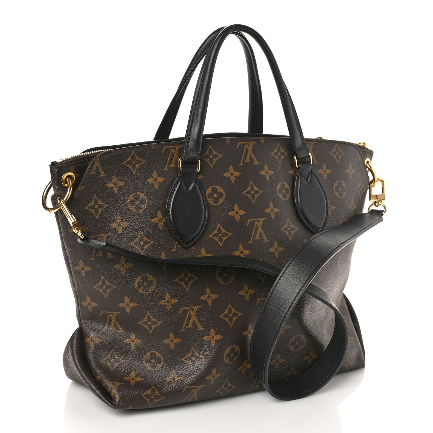 Monogram Flower Zipped Tote MM Black
