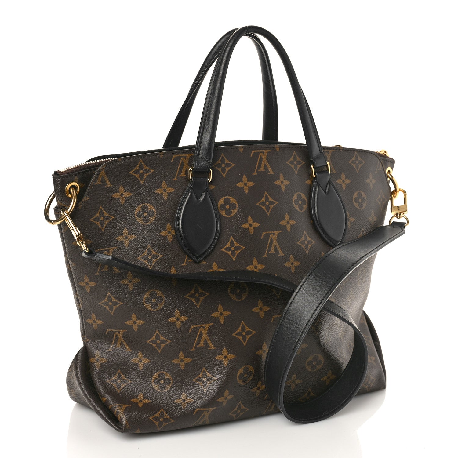 Louis Vuitton Monogram Flower Zipped Tote MM Black 3 of 10
