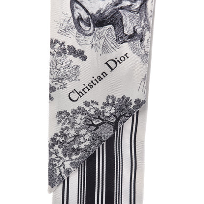 Christian Dior Silk Toile De Jouy Mitzah Scarf Navy Blue 4 of 4