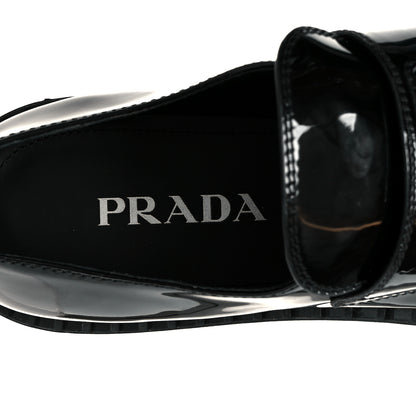 Prada Vernice Metal Triangle Logo 50mm Loafers 39.5 Black 7 of 9