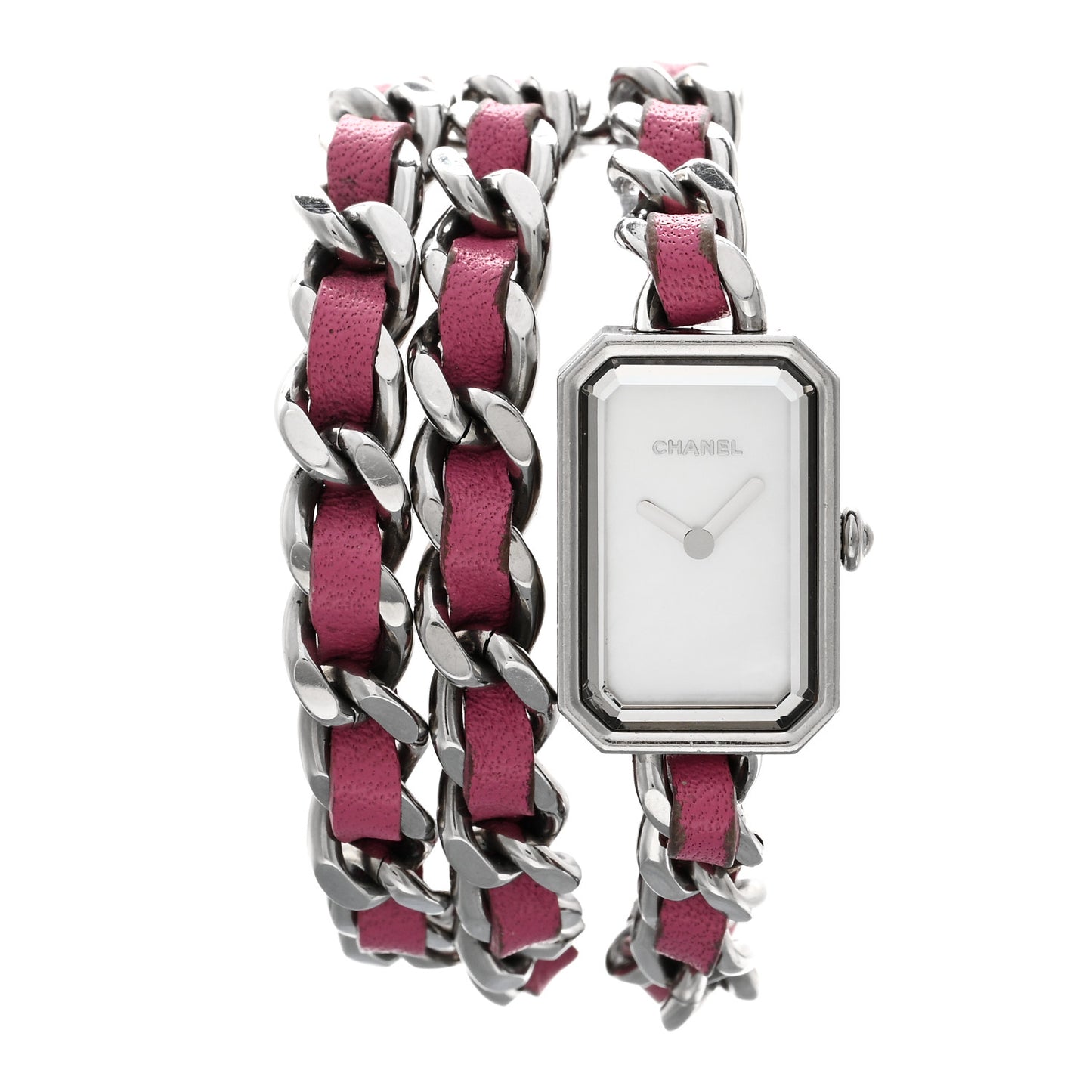 Stainless Steel Lambskin Mother of Pearl 16mm Premiere Rock Triple Row Quartz Watch Pink