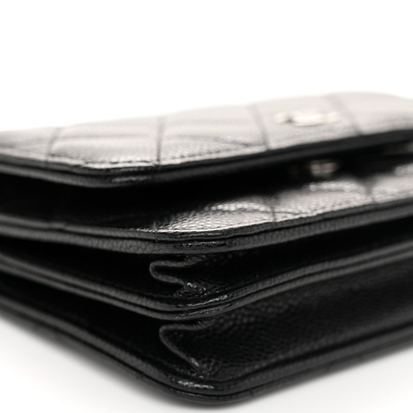 Caviar Quilted Mini Wallet On Chain WOC Black