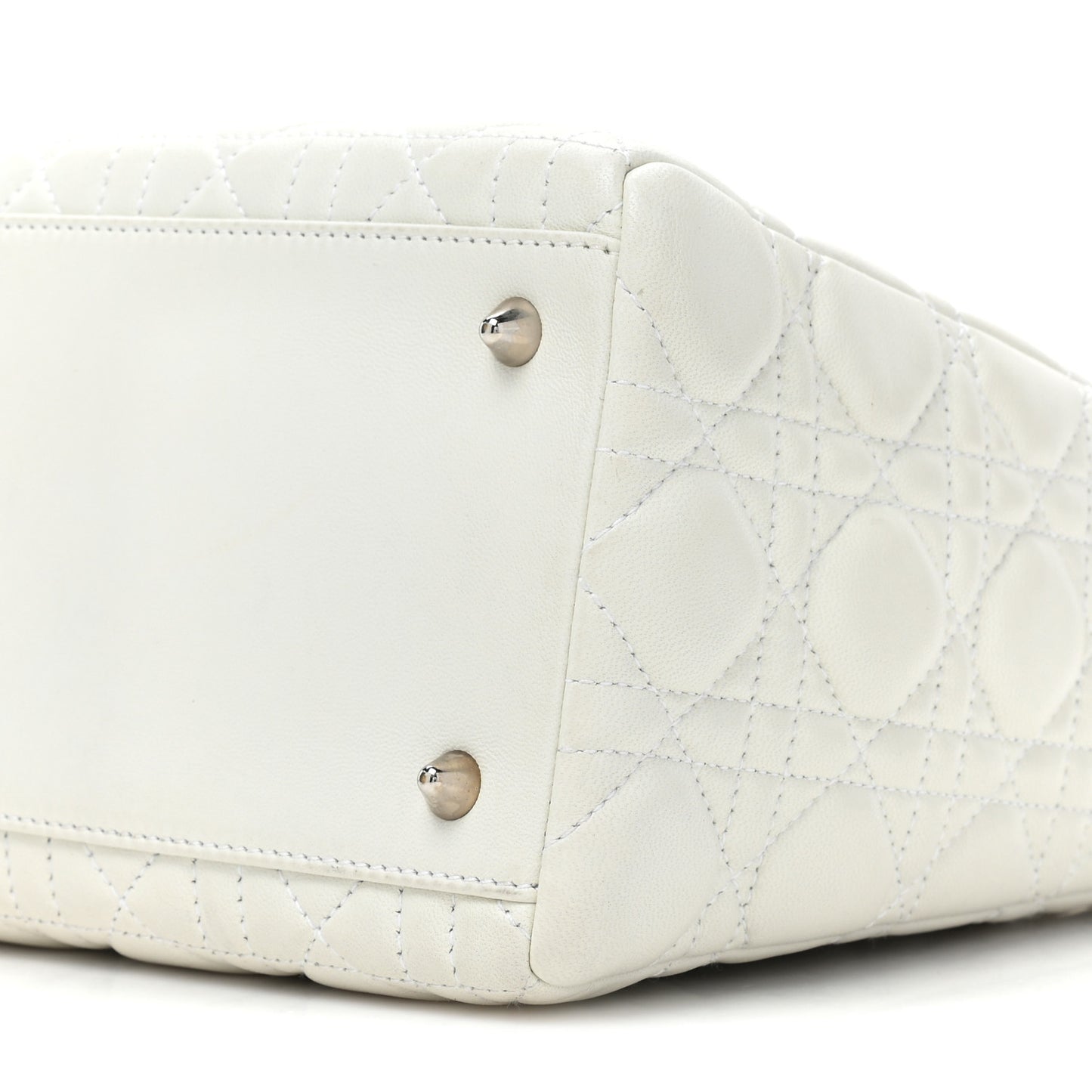 Lambskin Cannage Medium Lady Dior White