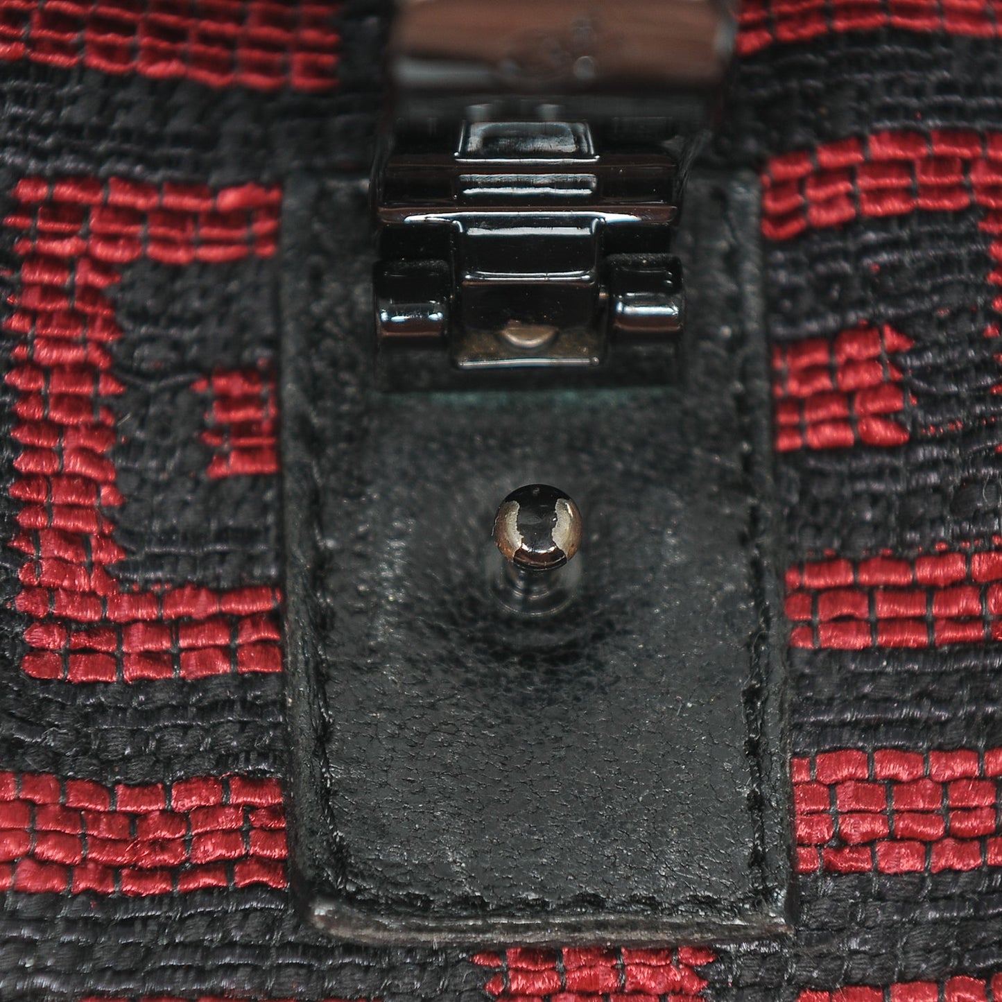 Calfskin Fabric Mochila Medium PS1 Satchel Red Black