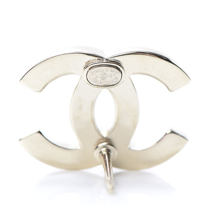 Chanel Crystal Metal CC Paris Button Stud Earrings Gold 4 of 5