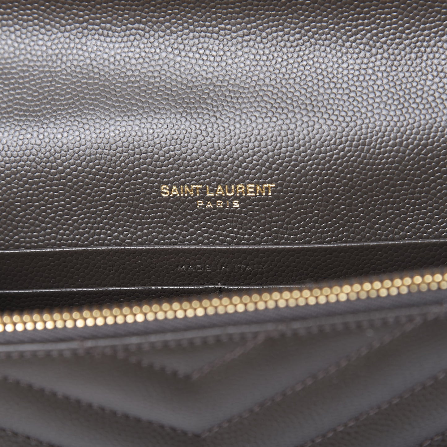 Grain De Poudre Matelasse Chevron Monogram Envelope Chain Wallet Pebble