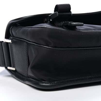 Prada Tessuto Nylon Saffiano Pocket Double Snap Buckle Messenger Shoulder Bag Black 6 of 7