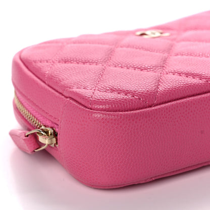 Chanel Caviar Quilted Small Curvy Pouch Cosmetic Case Pink 9 of 11