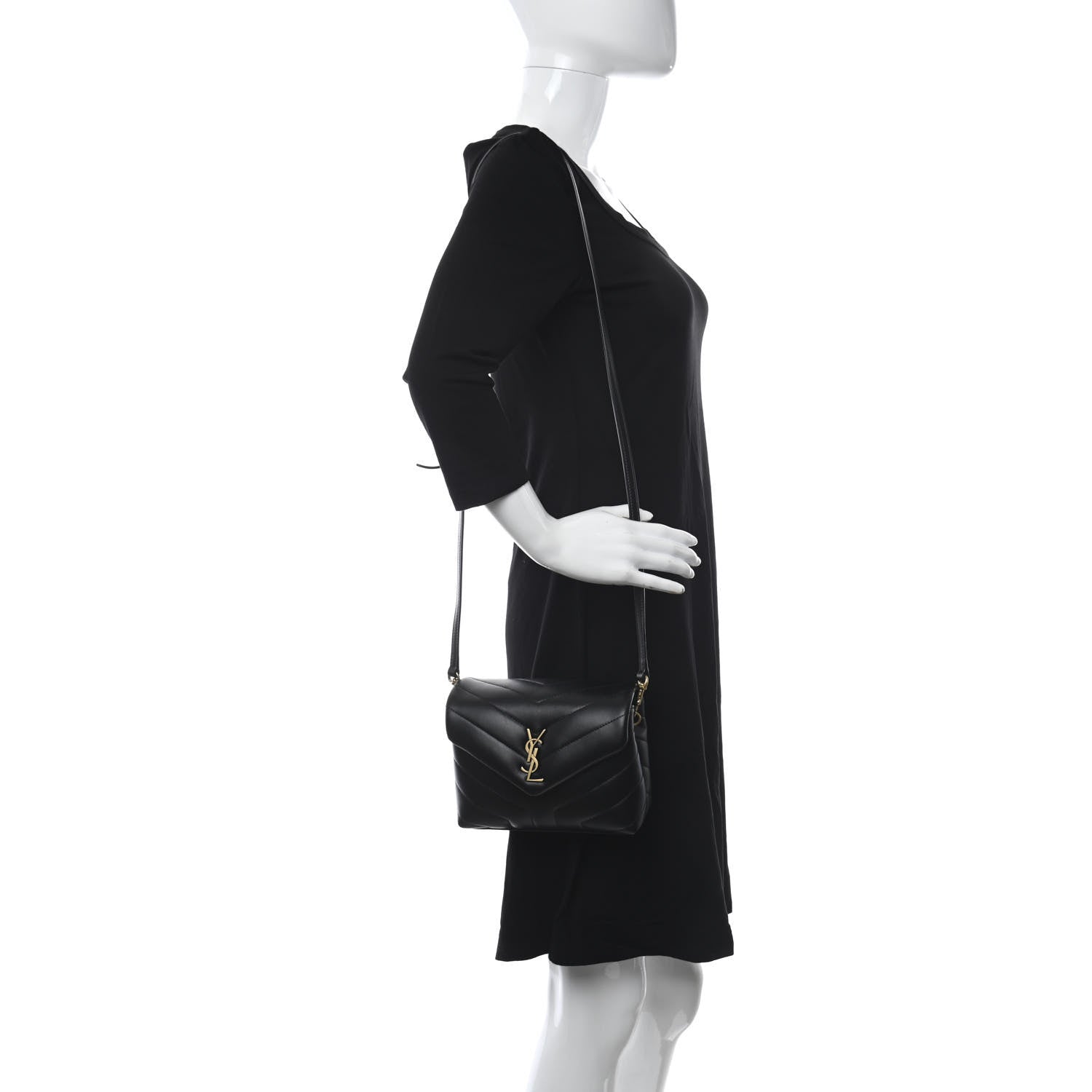 Saint Laurent Calfskin Y Quilted Monogram Toy Loulou Crossbody Bag Black 2 of 11