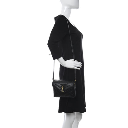 Saint Laurent Calfskin Y Quilted Monogram Toy Loulou Crossbody Bag Black 2 of 11