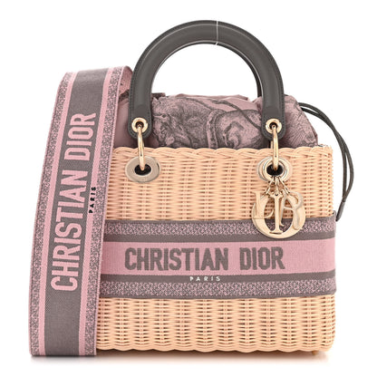 Christian Dior Wicker Oblique Medium Lady Dior Bag Pink Grey 1 of 10