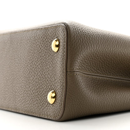 Louis Vuitton Taurillon Capucines MM Smokey Brown Green Creme Pink 9 of 9