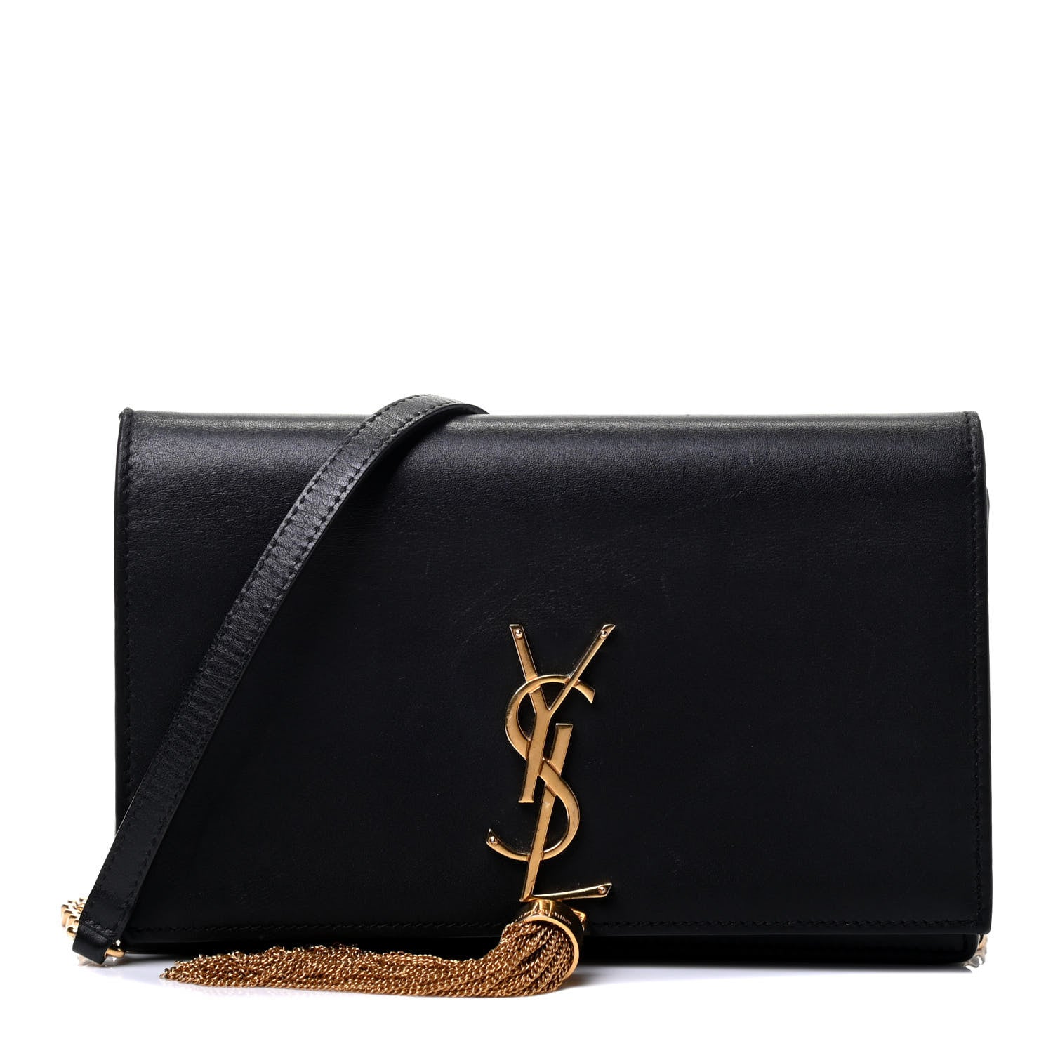 Saint Laurent Smooth Calfskin Classic Monogram Kate Tassel Chain Wallet Black 1 of 4