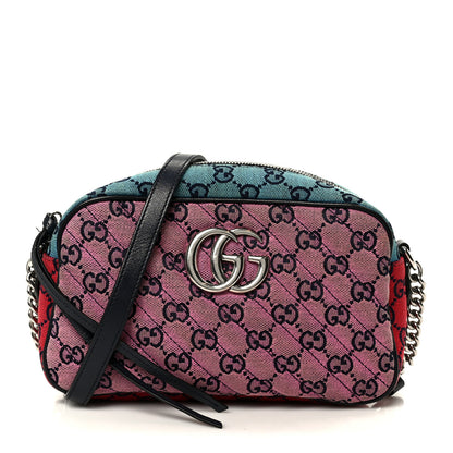 Gucci Monogram Multicolor Matelasse Diagonal Small GG Marmont Chain Shoulder Bag Pink Blue Green Red Light Blue 1 of 12