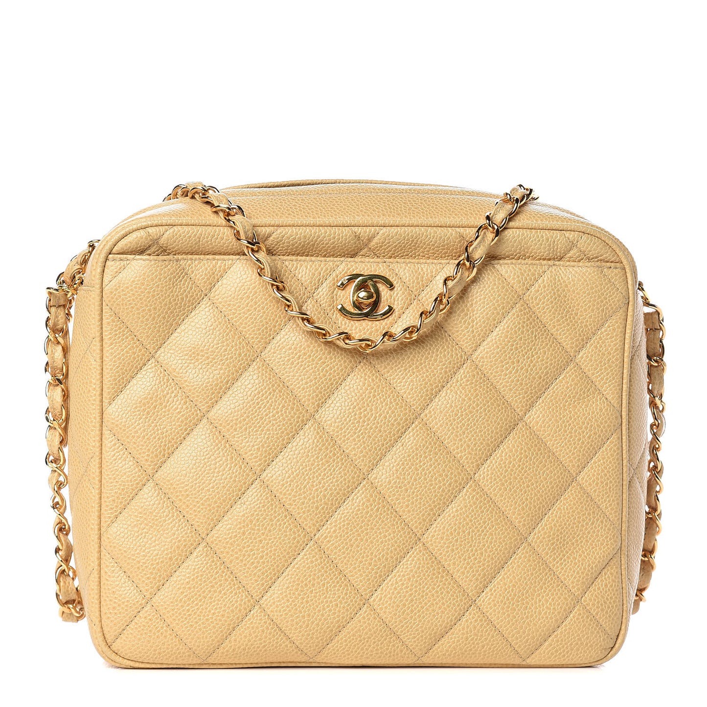 Caviar Quilted Camera Case Beige