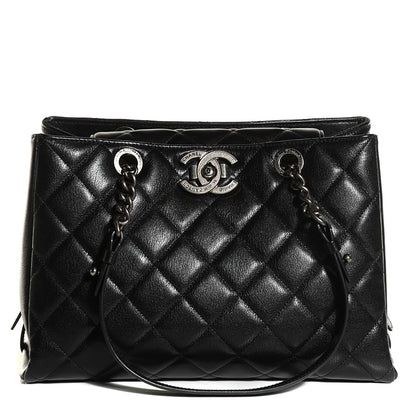 Chanel Metallic Goatskin Quilted Large City Rock Shopping Bag Black 1 of 9
