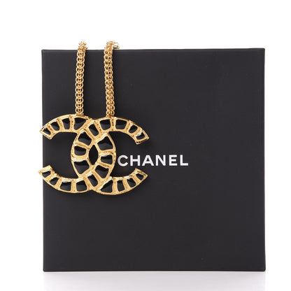 Chanel Resin Along The Nile Large CC Pendant Necklace Gold Black 6 of 6
