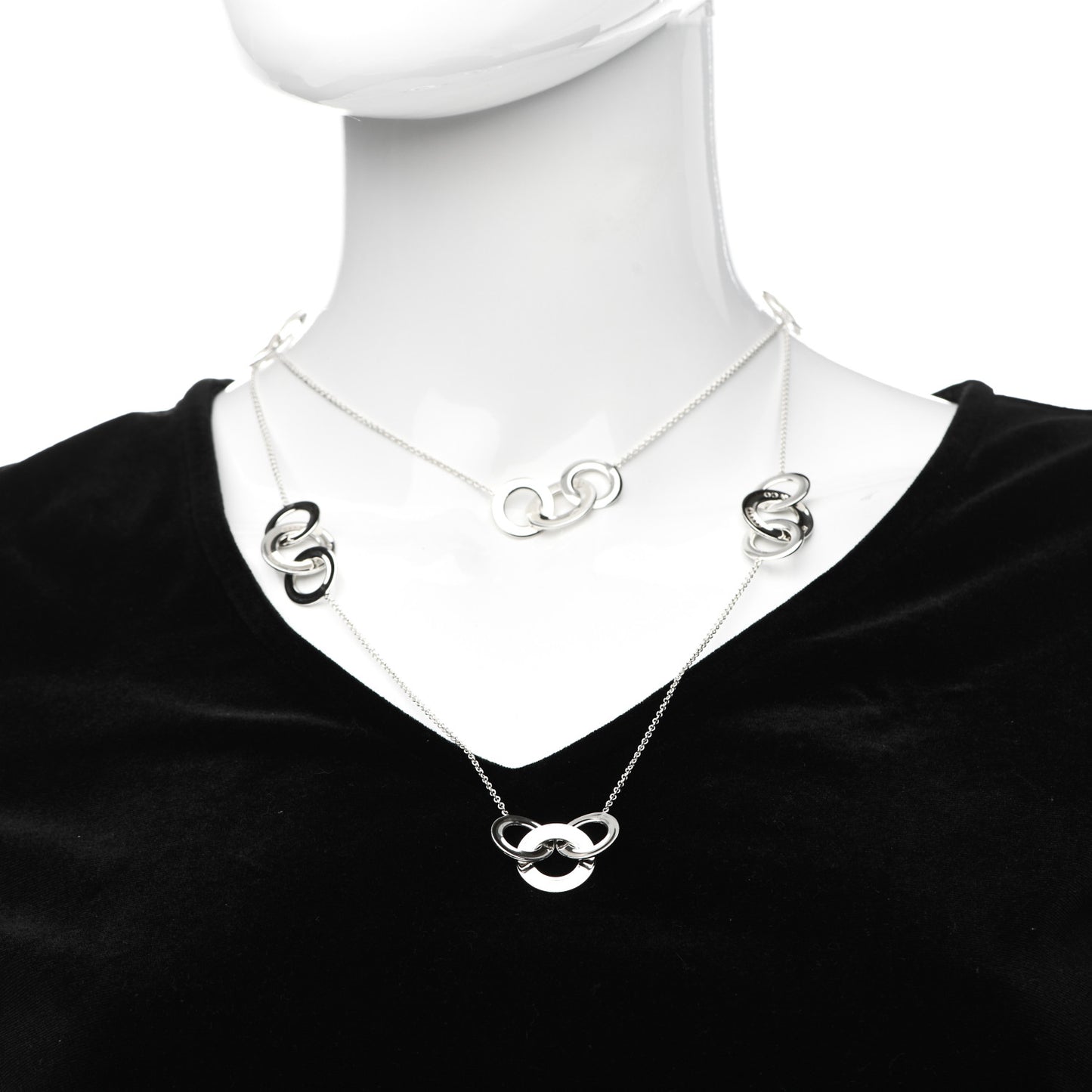 Sterling Silver 1837 Interlocking Circles Station Long Necklace