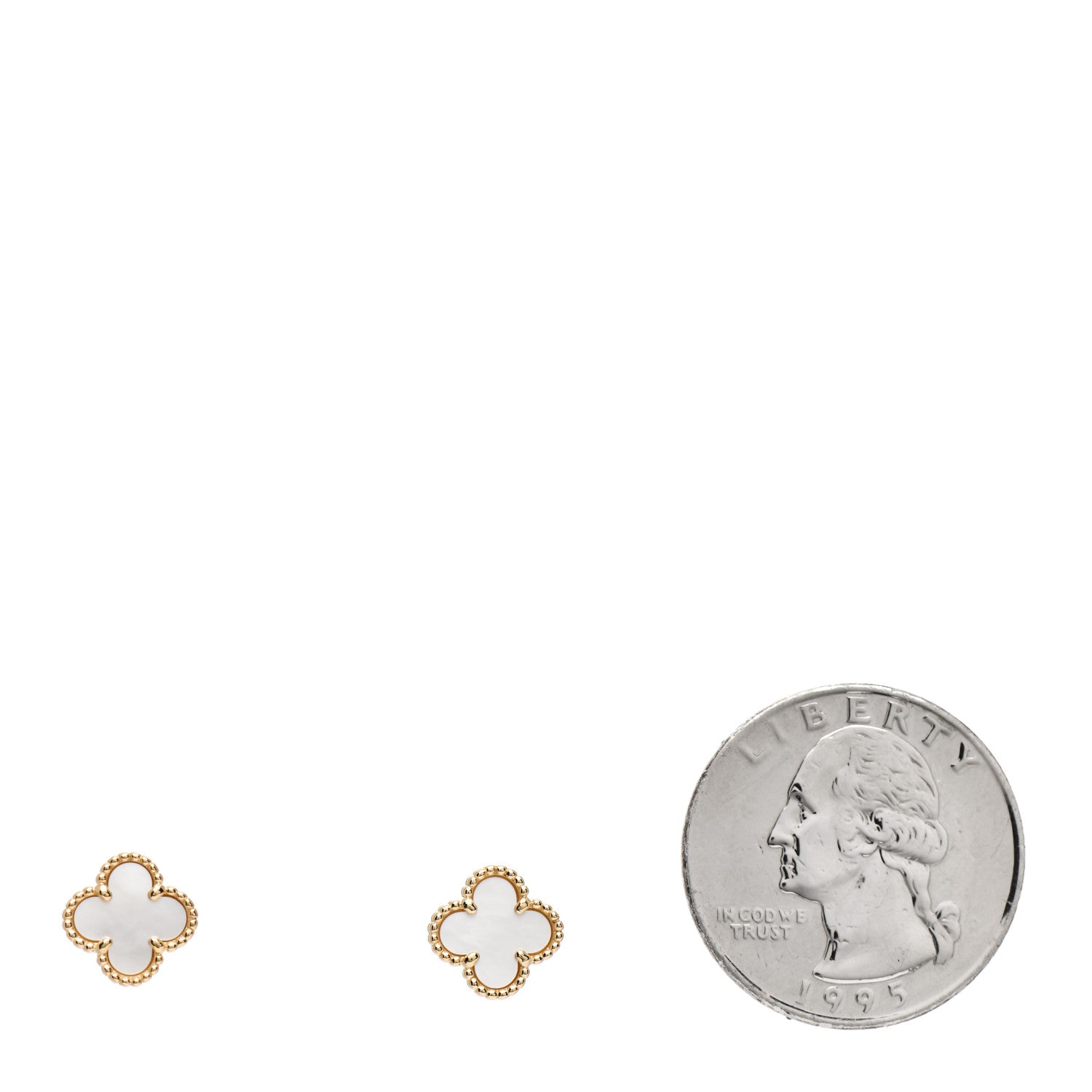 Van Cleef & Arpels 18K Yellow Gold Mother of Pearl Sweet Alhambra Earrings 2 of 5