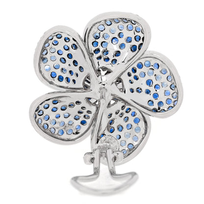 Parker & West by FASHIONPHILE 18K White Gold Diamond Blue Sapphire Flower Earrings 4 of 6
