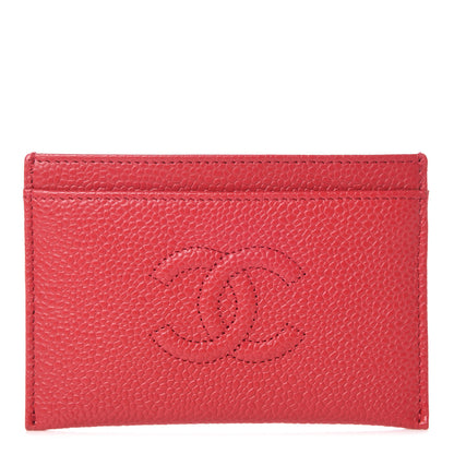 Chanel Caviar Timeless CC Card Holder Wallet Dark Red 1 of 9