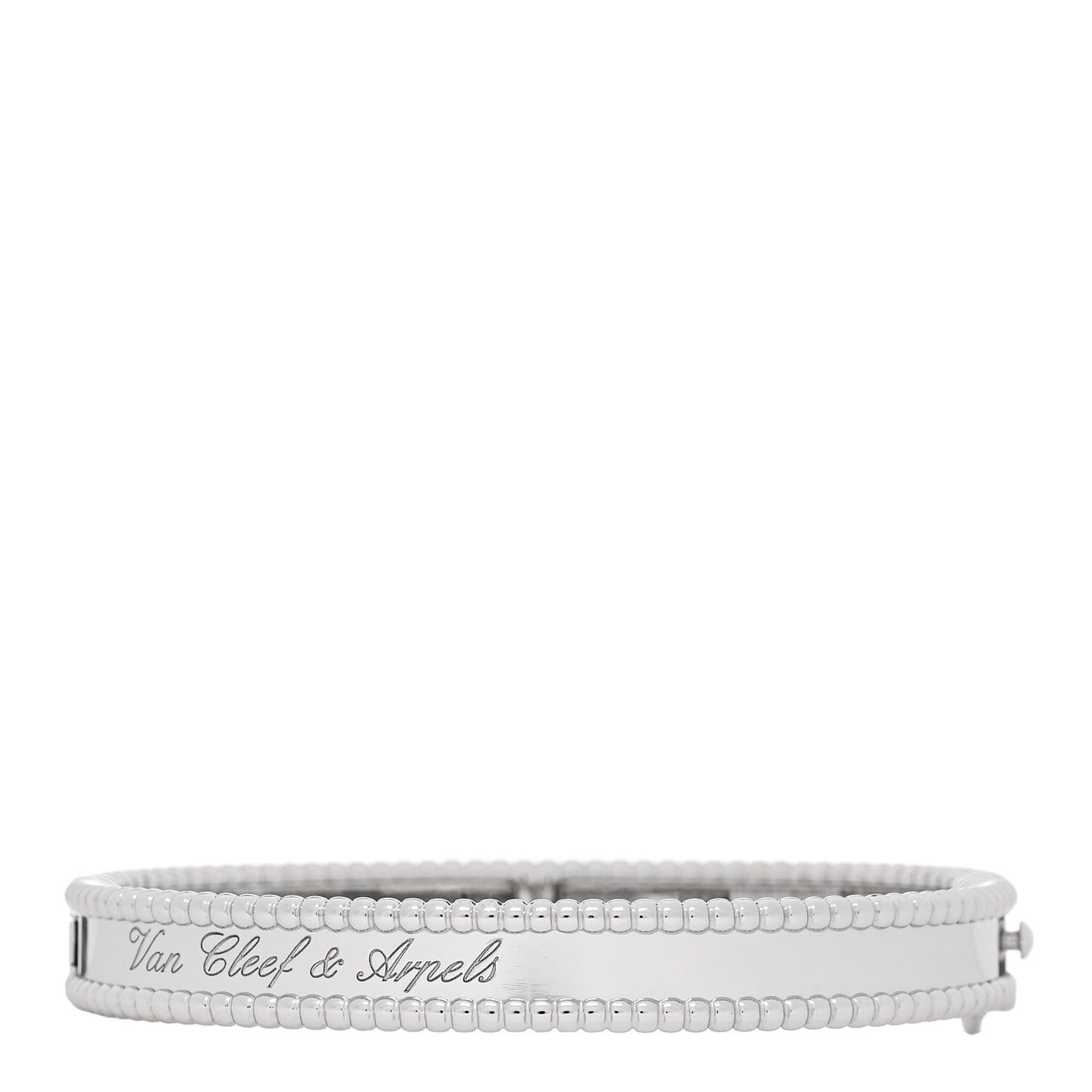 18K White Gold Perlee Signature Bangle Bracelet S