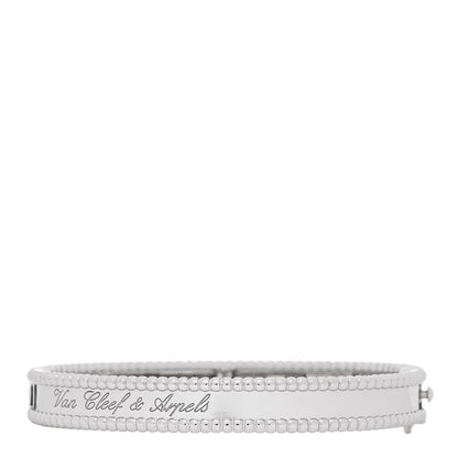 Van Cleef & Arpels 18K White Gold Perlee Signature Bangle Bracelet S 1 of 4