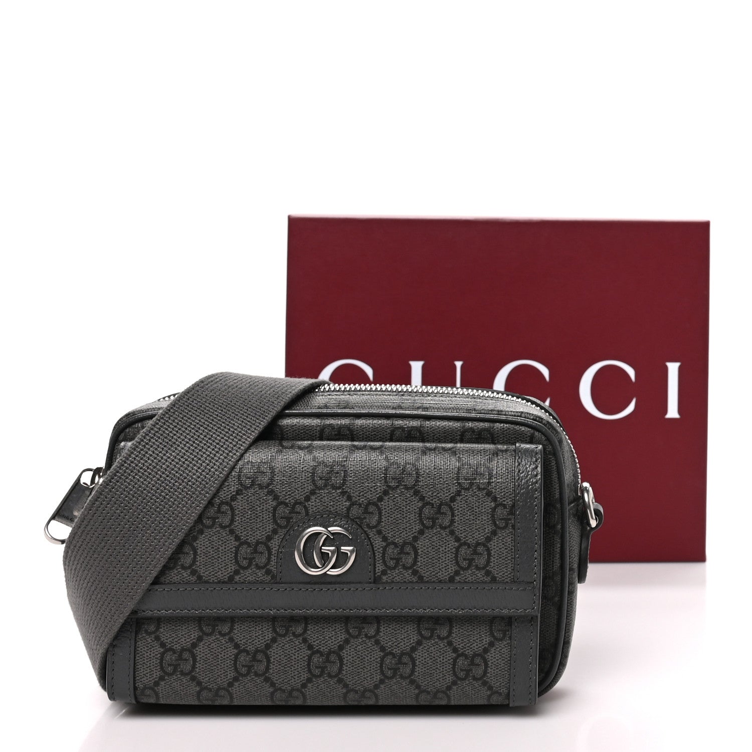 Gucci GG Supreme Monogram Textured Dollar Calfskin Mini Ophidia Bag Graphite Grey 11 of 11