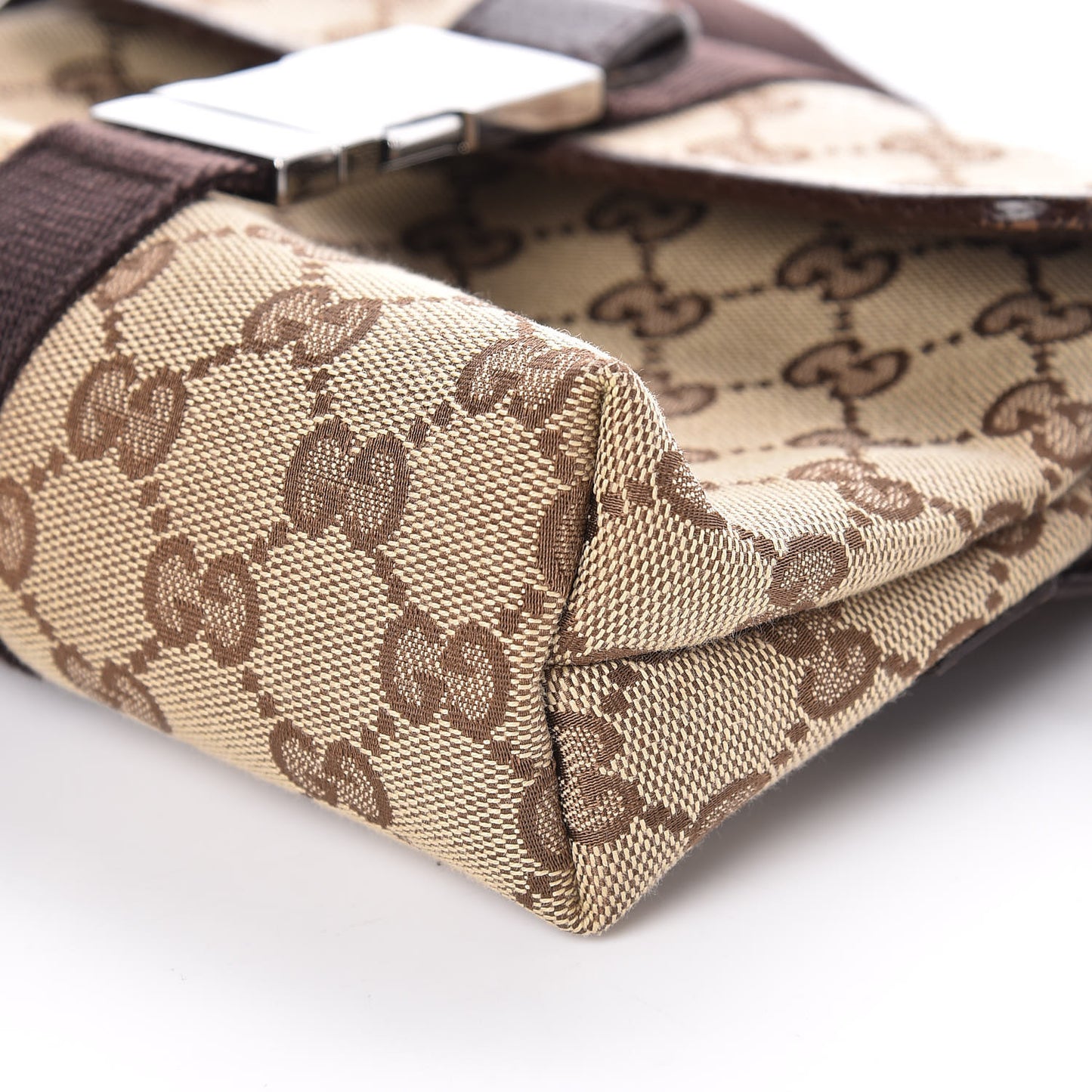 GG Monogram Buckle Belt Bag Dark Brown