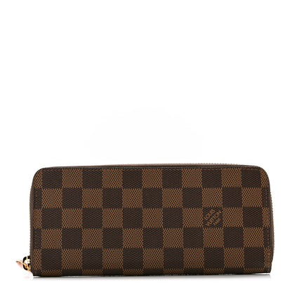 Louis Vuitton Damier Ebene Clemence Wallet Rose Ballerine 1 of 7