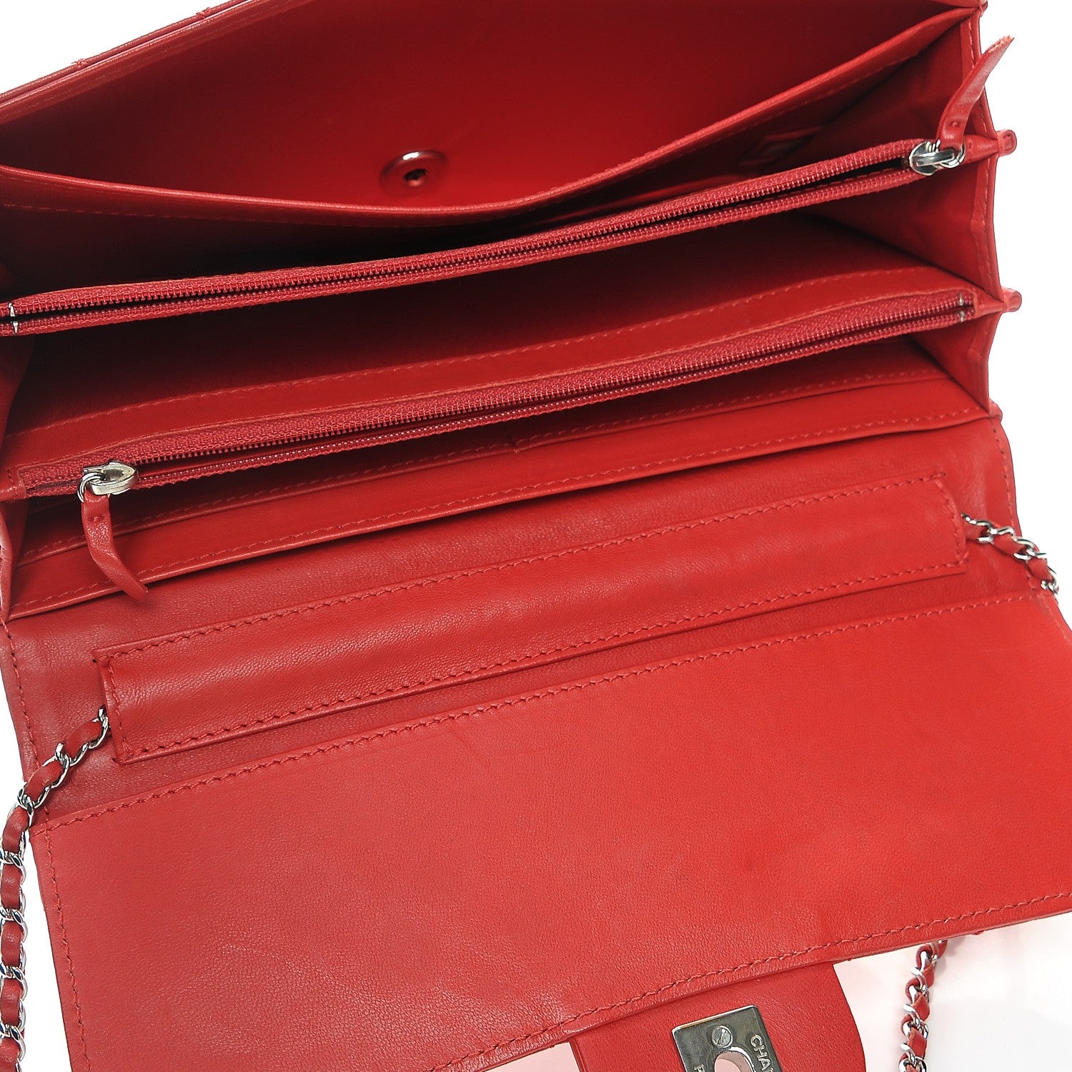 Chanel Lambskin Quilted Chain Clutch Flap Red 5 of 8