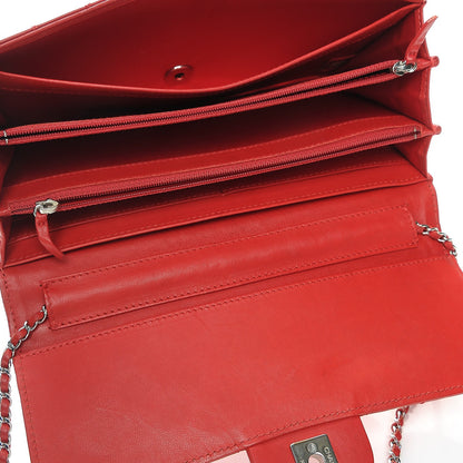Chanel Lambskin Quilted Chain Clutch Flap Red 5 of 8