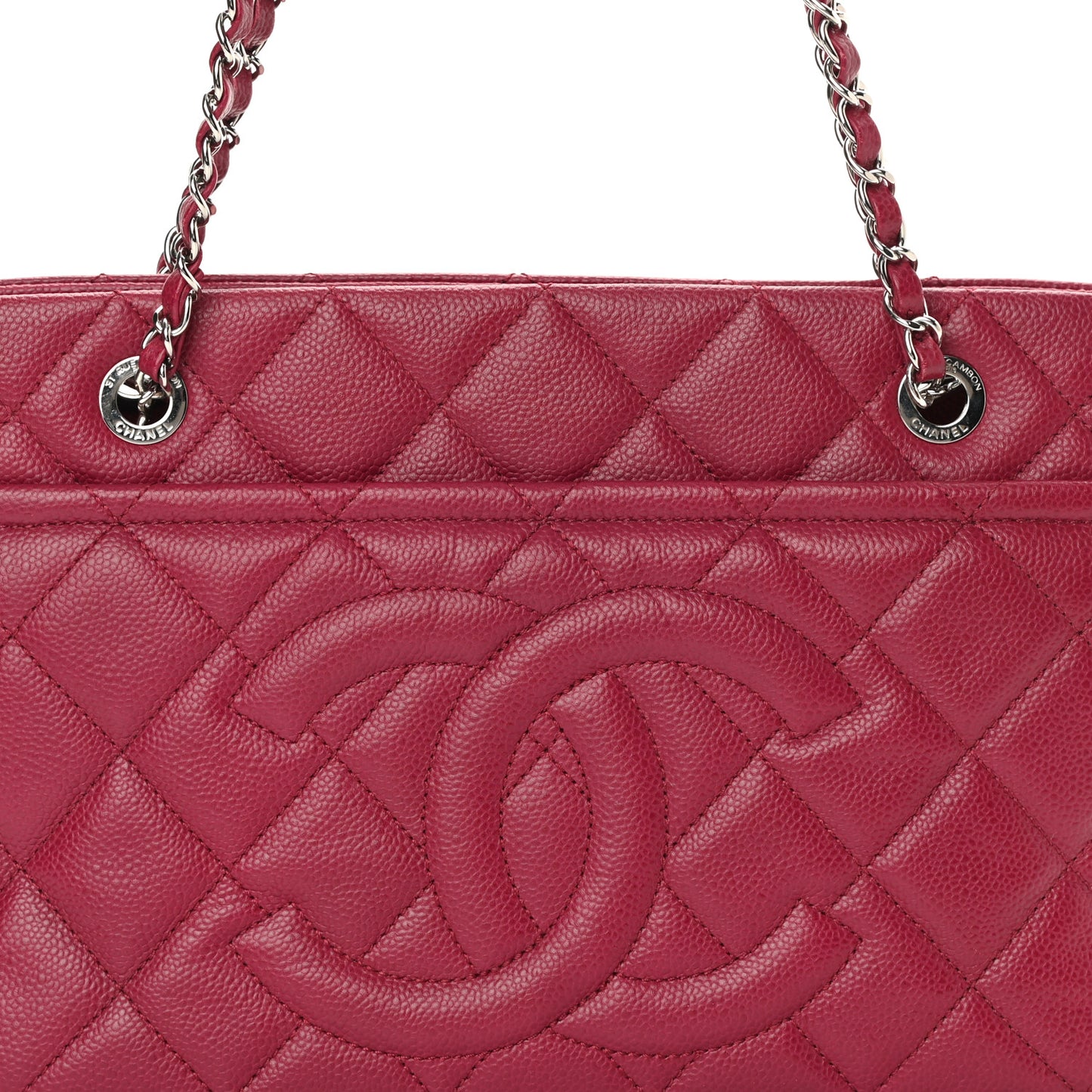 Caviar Quilted Timeless CC Shopping Tote Red